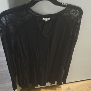 Maurices Black Lace Long Sleeve Top